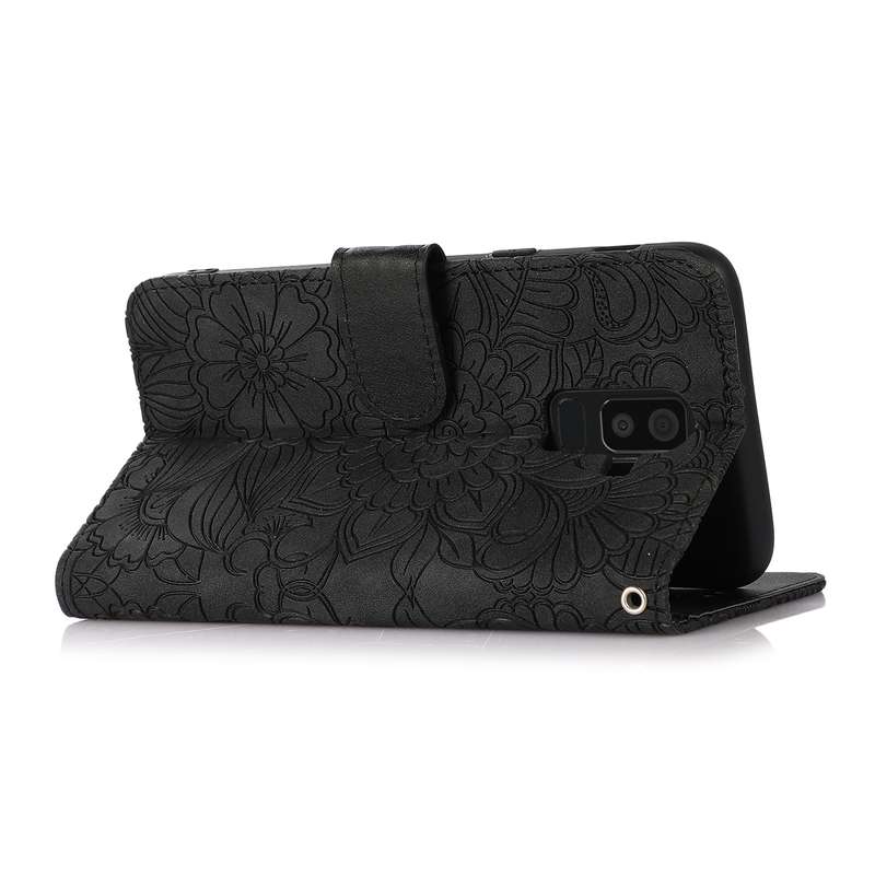 For Samsung Galaxy J8 Skin Feel Embossed Sunflower Horizontal Flip Leather Case with Holder & Card S