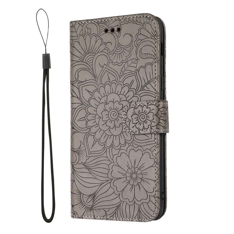 For Samsung Galaxy A51 Skin Feel Embossed Sunflower Horizontal Flip Leather Case with Holder & Card