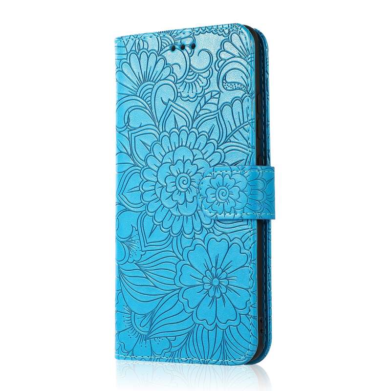 For Samsung Galaxy A51 Skin Feel Embossed Sunflower Horizontal Flip Leather Case with Holder & Card