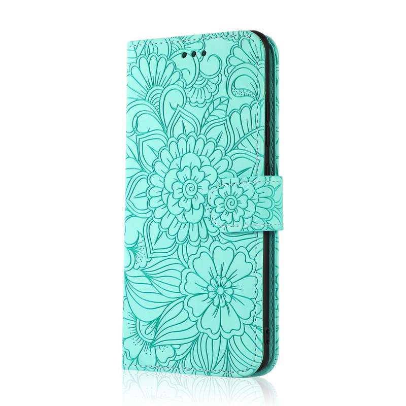 For Samsung Galaxy A51 Skin Feel Embossed Sunflower Horizontal Flip Leather Case with Holder & Card