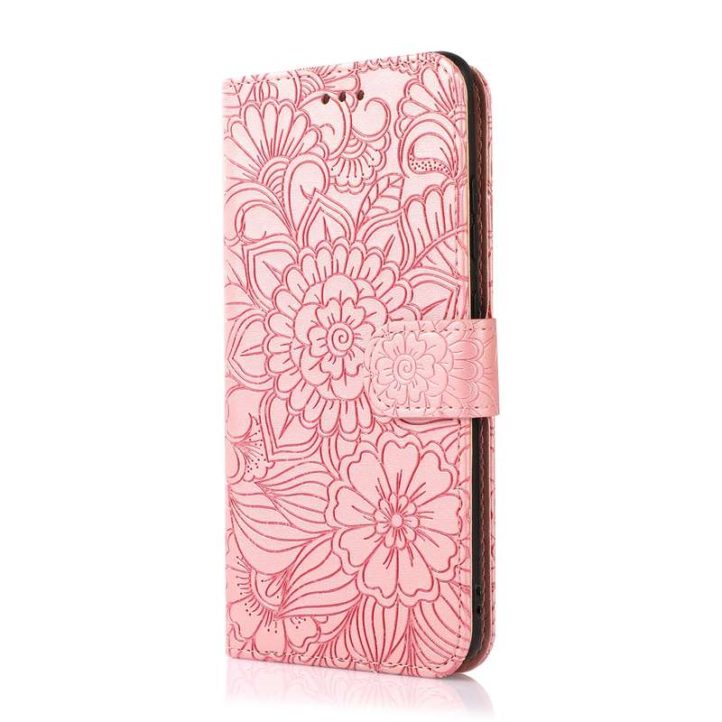 For Samsung Galaxy A51 Skin Feel Embossed Sunflower Horizontal Flip Leather Case with Holder & Card