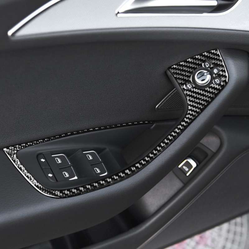 Car Carbon Fiber Glass Lifter Short Style Decorative Sticker for Audi A6 S6 C7 A7 S7 4G8 2012-2018 R