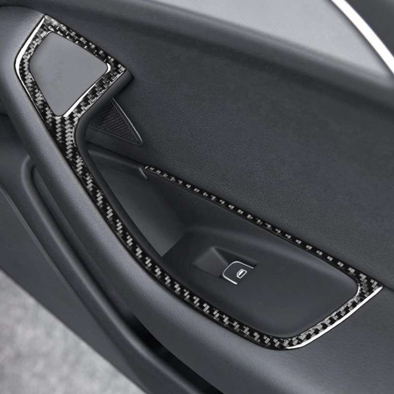 Car Carbon Fiber Glass Lifter Short Style Decorative Sticker for Audi A6 S6 C7 A7 S7 4G8 2012-2018 R