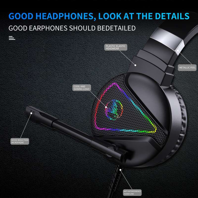 HXSJ F16 3.5mm + USB Port RGB Light Stereo Gaming Headset with Microphone(Black)