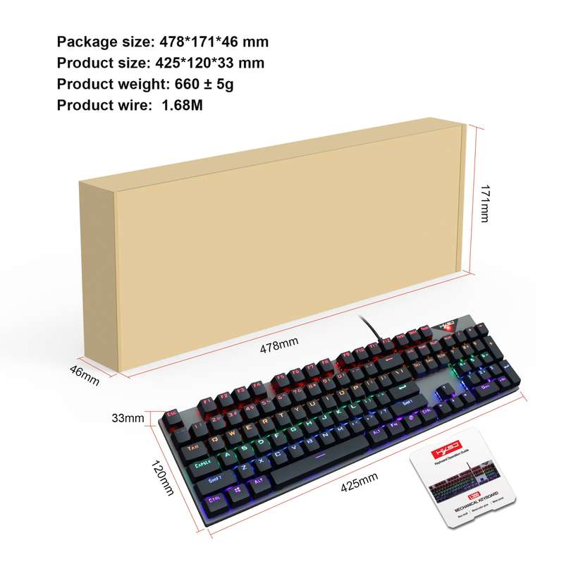 HXSJ L300 104 Keys USB Port LED Lighting Wired Mechanical Keyboard(Black)
