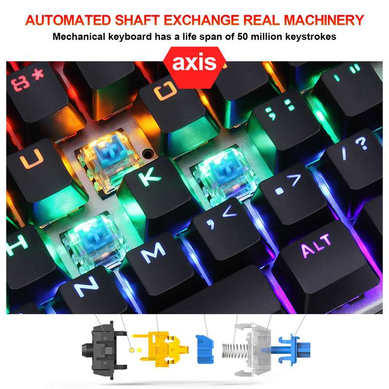 HXSJ L300 104 Keys USB Port LED Lighting Wired Mechanical Keyboard(Black)