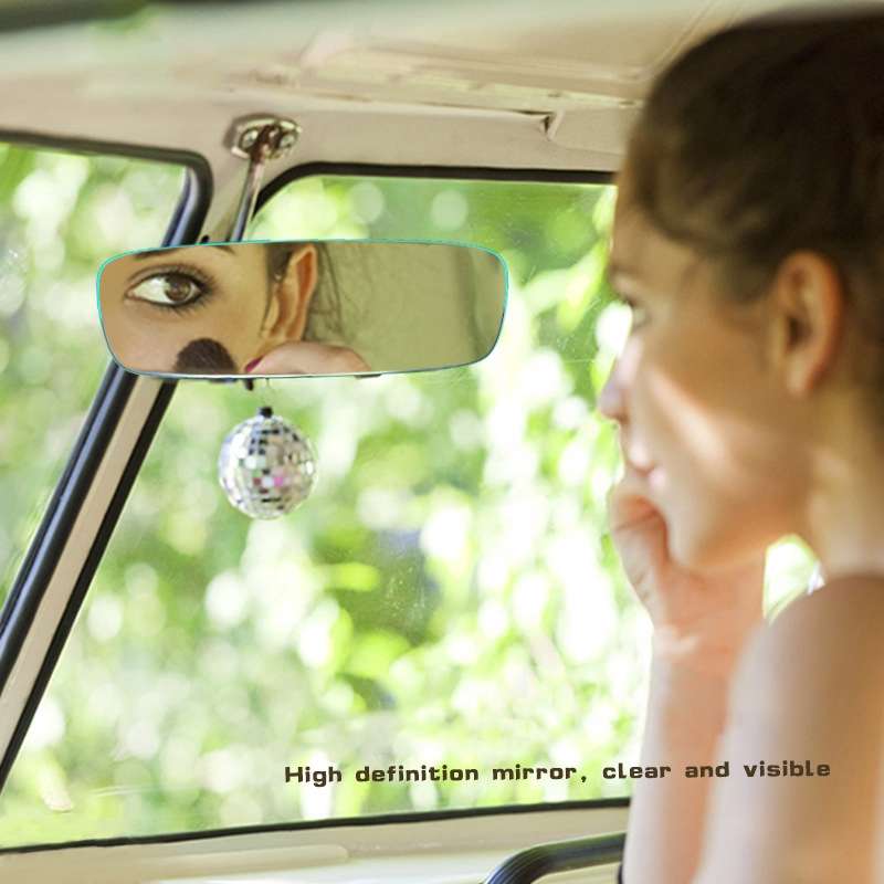 3R-337 Curved Mirror 250mm Car Rearview Retrofit Frameless Clear Large Mirror(White)