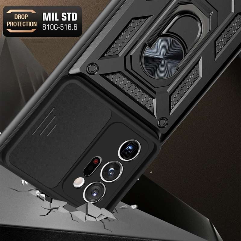 For Samsung Galaxy Note20 Ultra 5G Sliding Camera Cover Design TPU+PC Protective Case(Black)