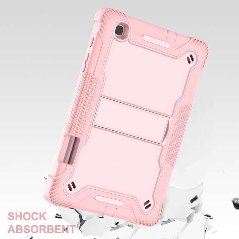 For Samsung Galaxy Tab S6 Lite Silicone + PC Shockproof Protective Case with Holder(Rose Gold)