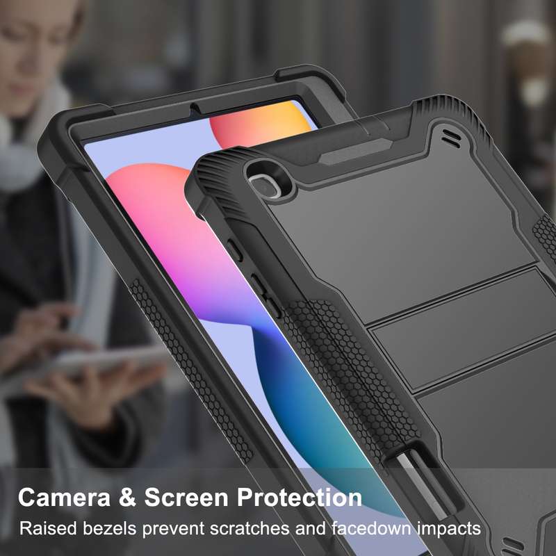 For Samsung Galaxy Tab S6 Lite Silicone + PC Shockproof Protective Case with Holder(Rose Gold)