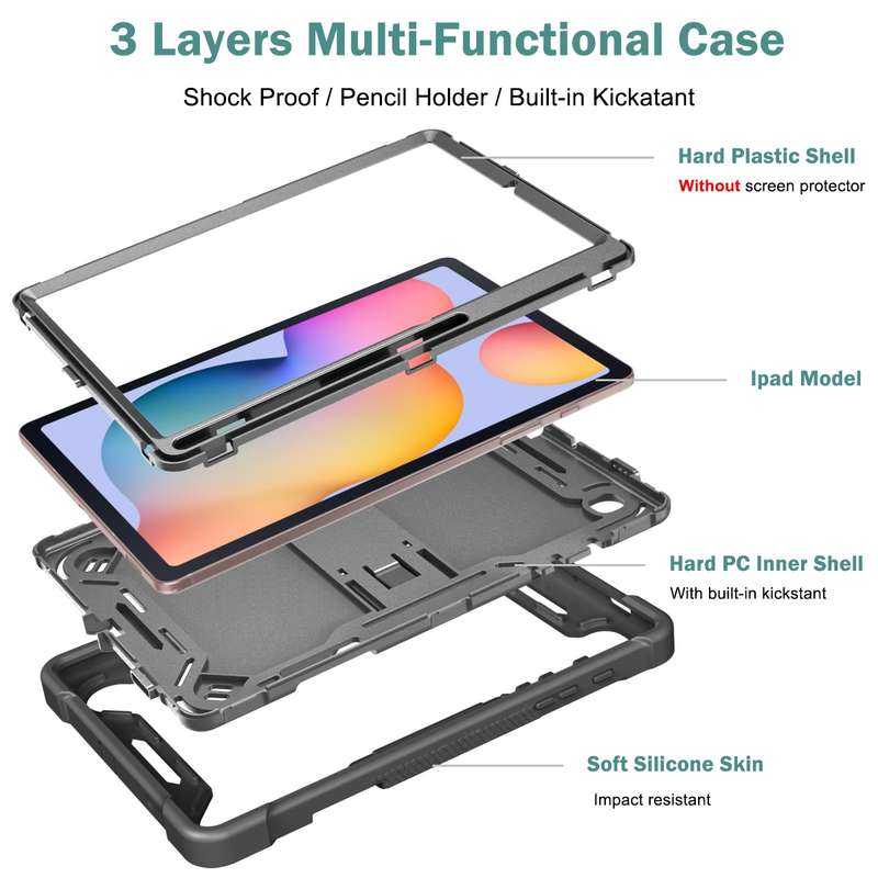 For Samsung Galaxy Tab S6 Lite Silicone + PC Shockproof Protective Case with Holder(Rose Gold)