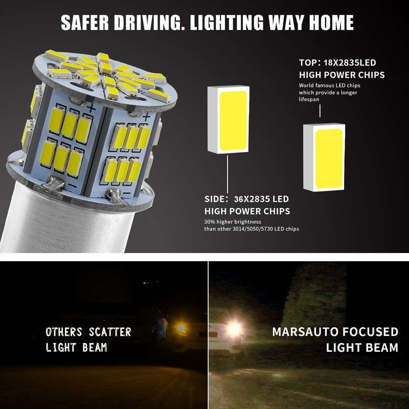 1 Pair E0053 9-14V 1157-54SMD-2835 6000K 1080LM White Light Car Decoding Brake Driving Light