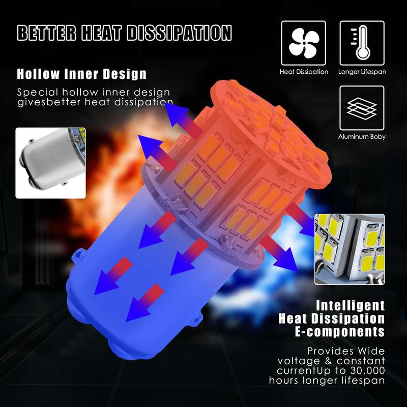 1 Pair E0053 9-14V 1157-54SMD-2835 6000K 1080LM White Light Car Decoding Brake Driving Light
