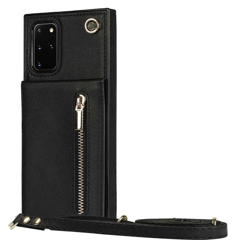 For Samsung Galaxy S20 Cross-body Zipper Square TPU+PU Back Cover Case with Holder & Card Slots & Wa