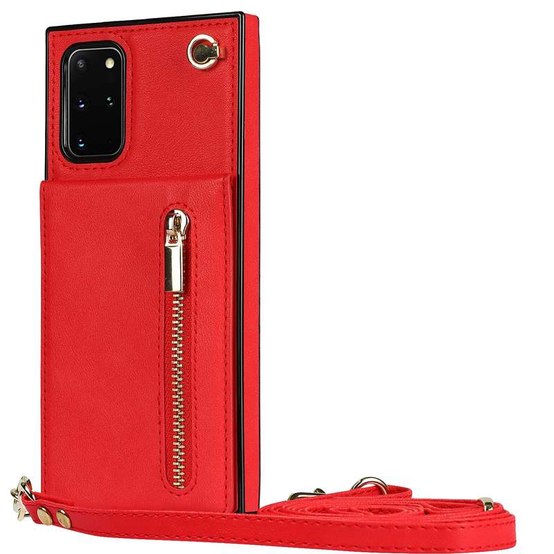 For Samsung Galaxy S20 Cross-body Zipper Square TPU+PU Back Cover Case with Holder & Card Slots & Wa