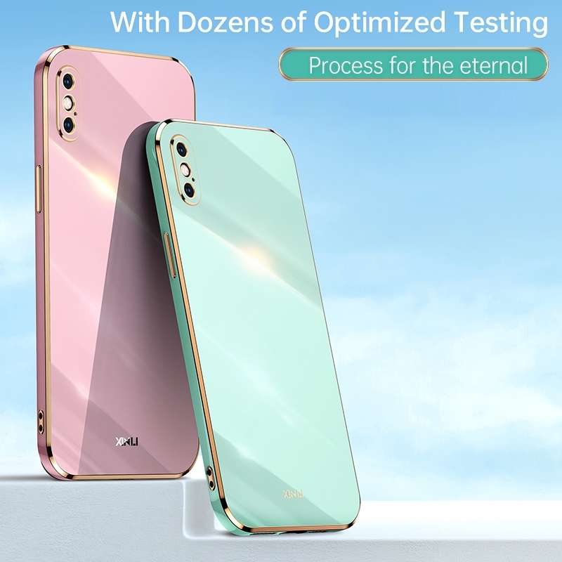 For iPhone X XINLI Straight Edge 6D Electroplate TPU Phone Case(Pink)