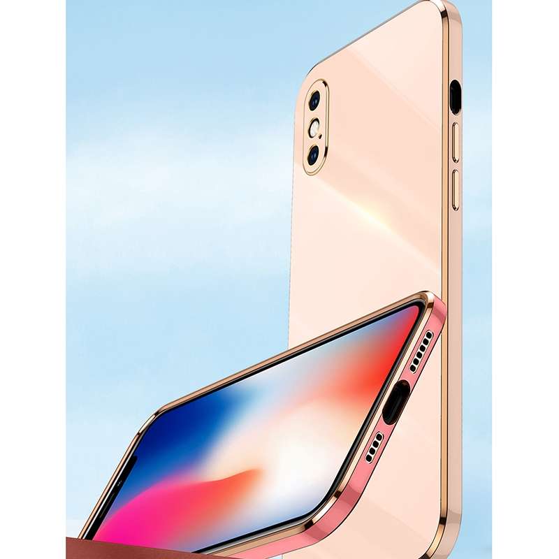 For iPhone X XINLI Straight Edge 6D Electroplate TPU Phone Case(Pink)