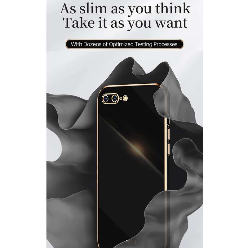 XINLI Straight Edge 6D Electroplate TPU Phone Case with Ring Holder For iPhone 6 Plus / 6s Plus(Blac