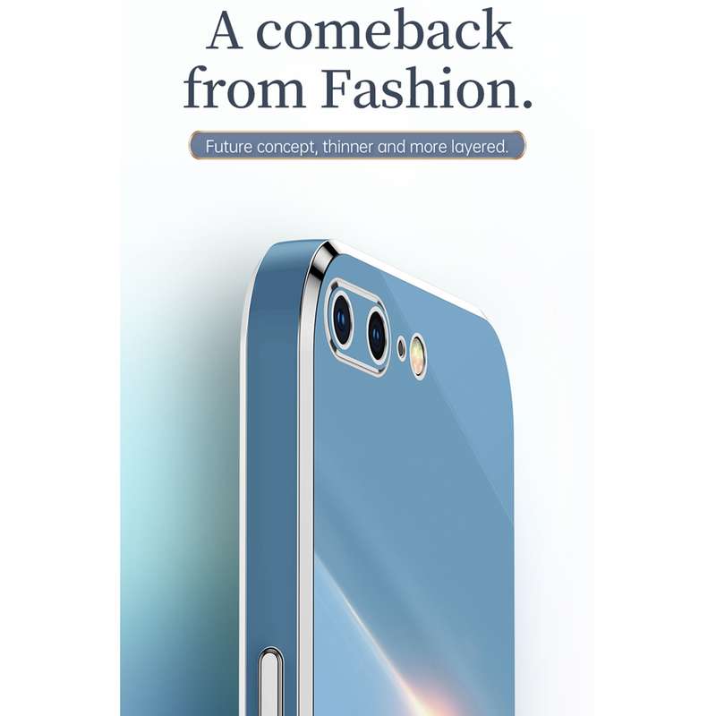 XINLI Straight Edge 6D Electroplate TPU Phone Case with Ring Holder For iPhone 6 Plus / 6s Plus(Blac