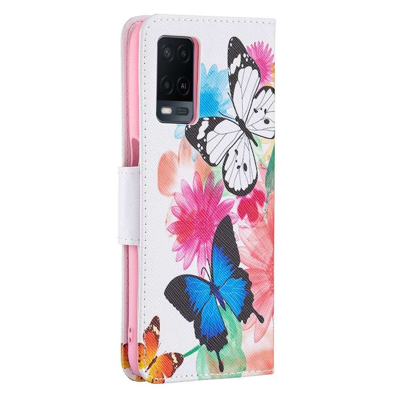 For OPPO A54 4G / A55 5G Colored Drawing Pattern Horizontal Flip Leather Case with Holder & Card Slo