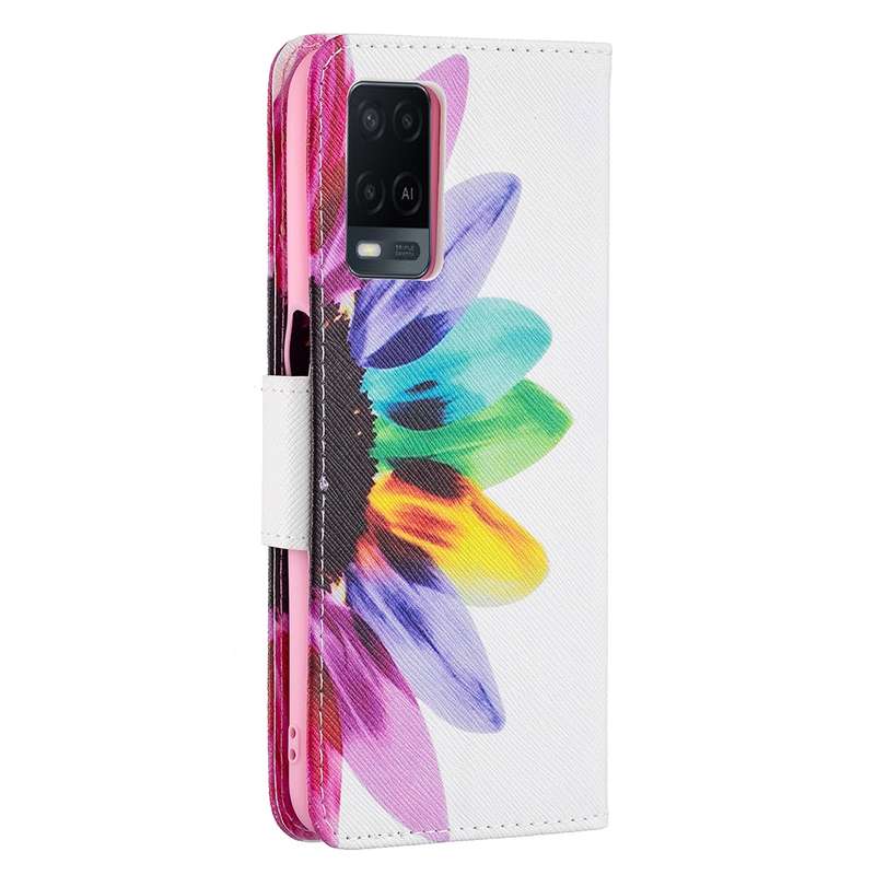For OPPO A54 4G / A55 5G Colored Drawing Pattern Horizontal Flip Leather Case with Holder & Card Slo