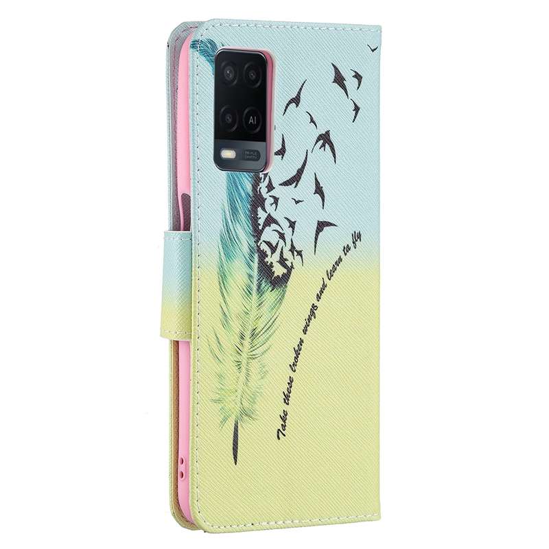 For OPPO A54 4G / A55 5G Colored Drawing Pattern Horizontal Flip Leather Case with Holder & Card Slo