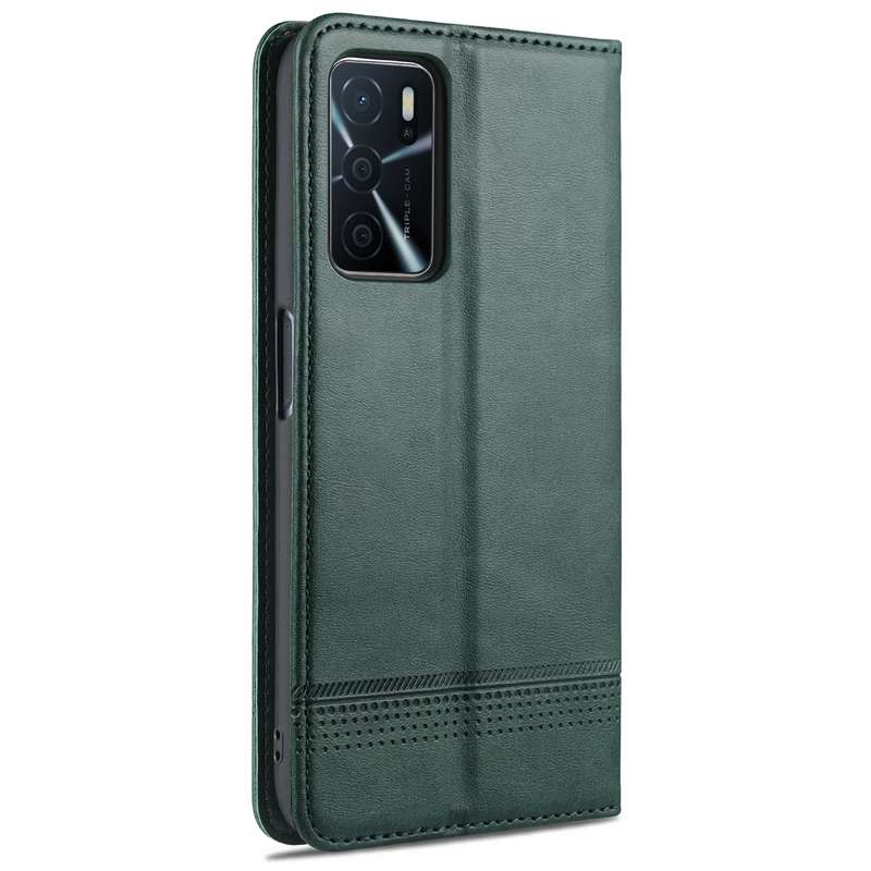 For OPPO A16 AZNS Magnetic Calf Texture Horizontal Flip Leather Case with Card Slots & Holder & Wall