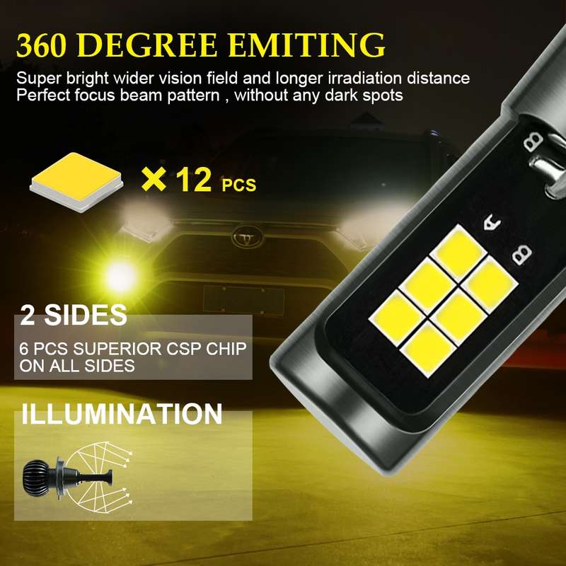 2 PCS EV15 H7 DC9-32V / 3000LM / 30W / 6000K+3000K IP65 Car LED Double Color Fog Light with 12LEDs C
