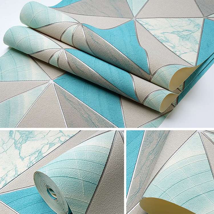 Home Geometric Wallpaper Deerskin Velvet Non-self-adhesive Thickened Wallpaper, Size:53x1000cm(Lake