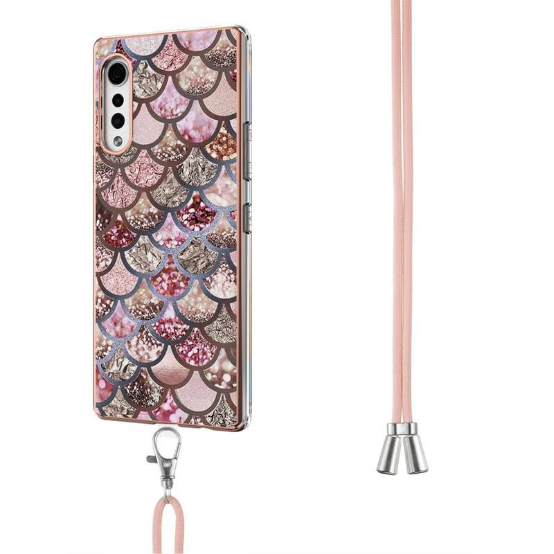 For Samsung Galaxy A32 5G Electroplating Pattern IMD TPU Shockproof Case with Neck Lanyard(Milky Way
