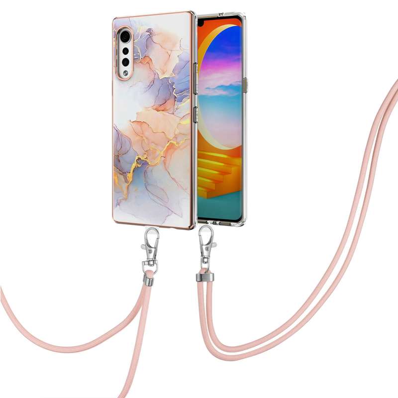 For Samsung Galaxy A32 5G Electroplating Pattern IMD TPU Shockproof Case with Neck Lanyard(Milky Way