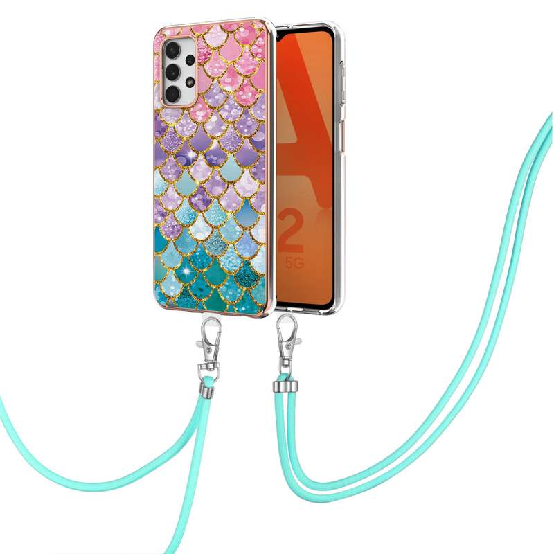 For Samsung Galaxy A32 5G Electroplating Pattern IMD TPU Shockproof Case with Neck Lanyard(Milky Way