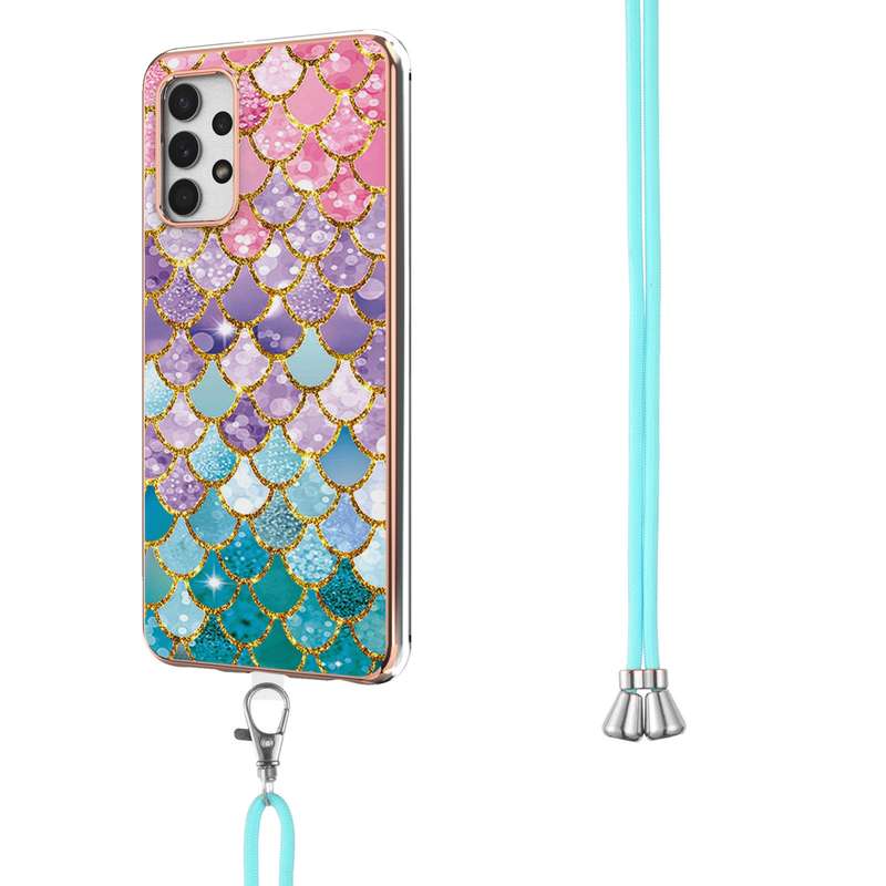 For Samsung Galaxy A32 5G Electroplating Pattern IMD TPU Shockproof Case with Neck Lanyard(Milky Way