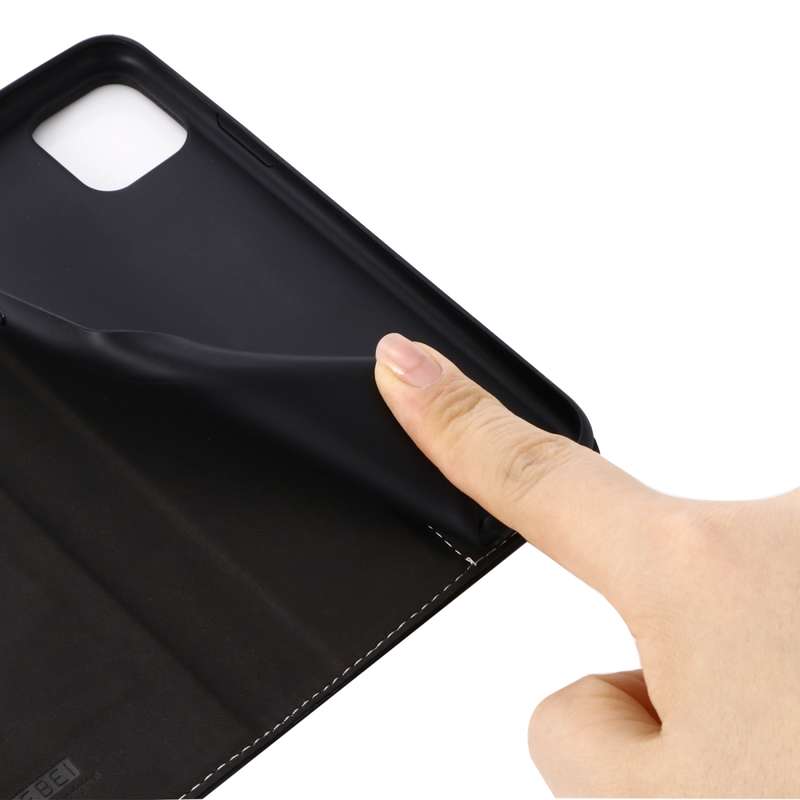 For iPhone 11 GEBEI Top-grain Leather Horizontal Flip Protective Case with Holder & Card Slots(Brown