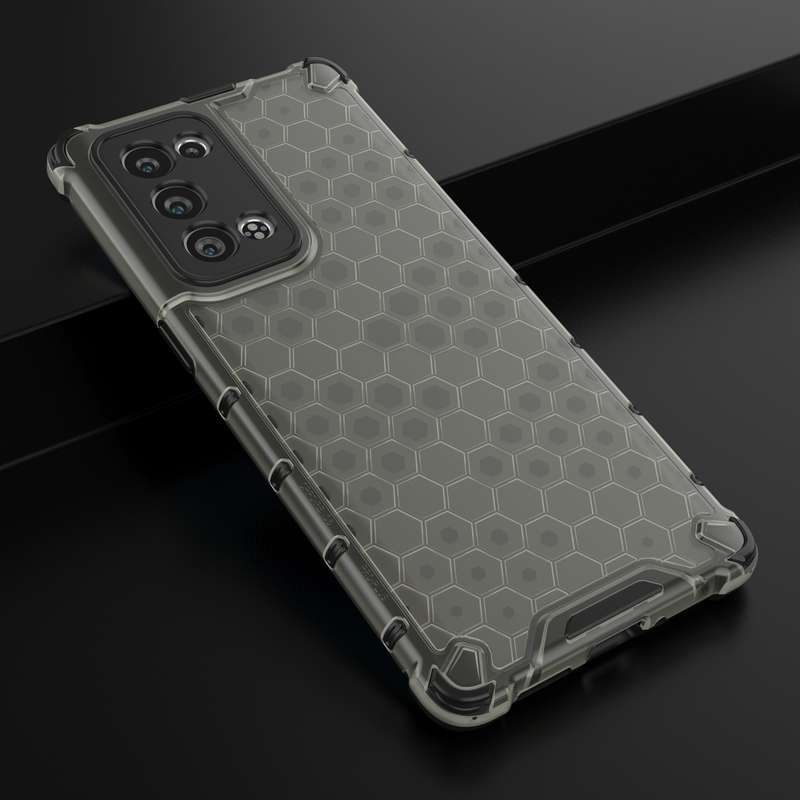 For OPPO Reno6 Pro+ 5G Shockproof Honeycomb PC + TPU Protective Case(Black)