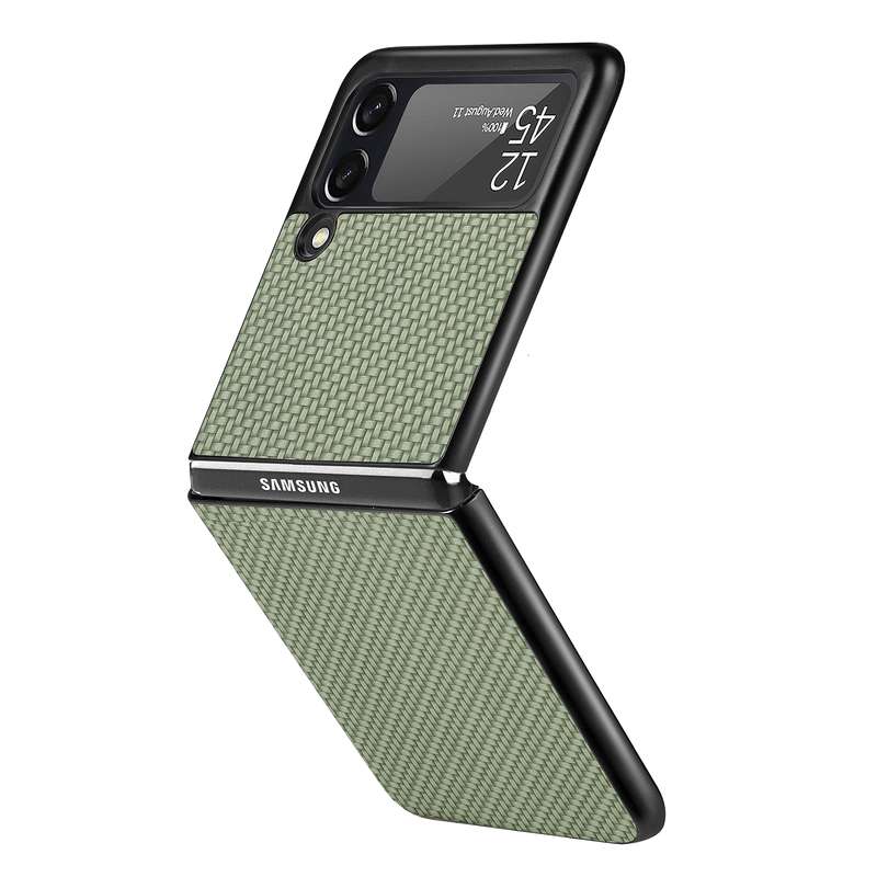 For Samsung Galaxy Z Flip3 5G Cross Pattern Slim PC Protective Case(Green)