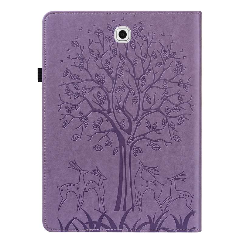 For Samsung Galaxy Tab S2 9.7 Tree & Deer Pattern Pressed Printing Horizontal Flip PU Leather Case w