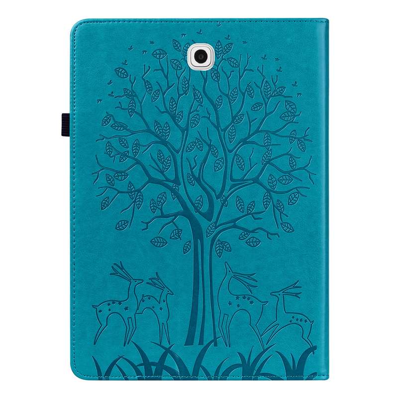 For Samsung Galaxy Tab S2 9.7 Tree & Deer Pattern Pressed Printing Horizontal Flip PU Leather Case w