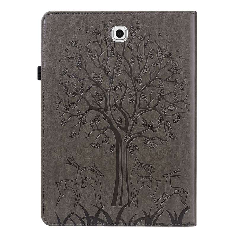 For Samsung Galaxy Tab S2 9.7 Tree & Deer Pattern Pressed Printing Horizontal Flip PU Leather Case w