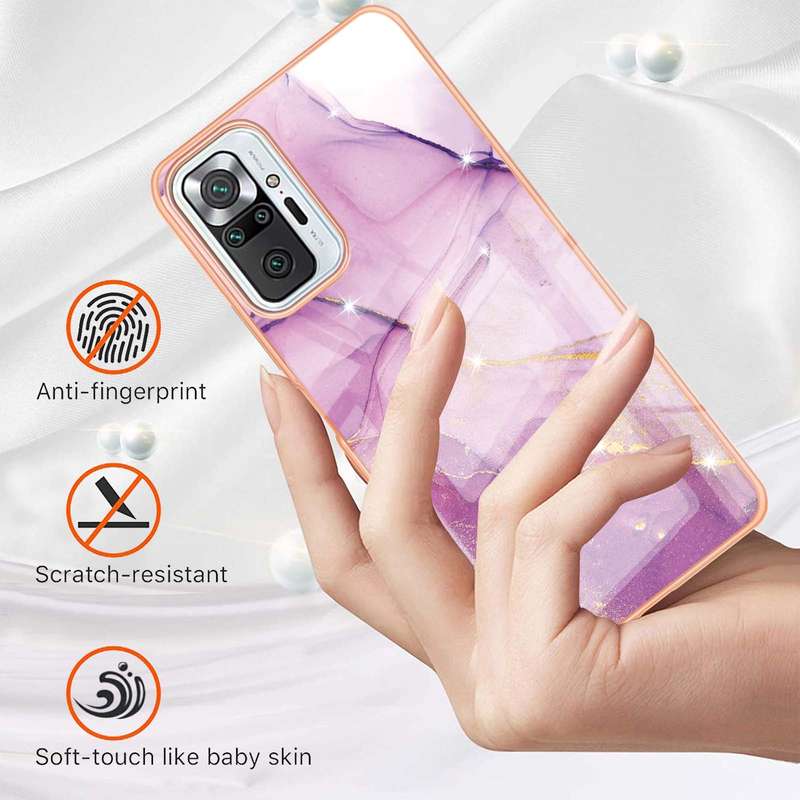 For Xiaomi Redmi Note 10 Pro / 10 Pro Max Electroplating Marble Pattern Dual-side IMD TPU Shockproof
