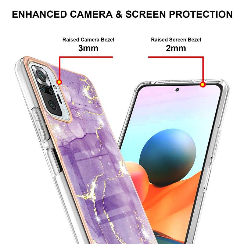 For Xiaomi Redmi Note 10 Pro / 10 Pro Max Electroplating Marble Pattern Dual-side IMD TPU Shockproof