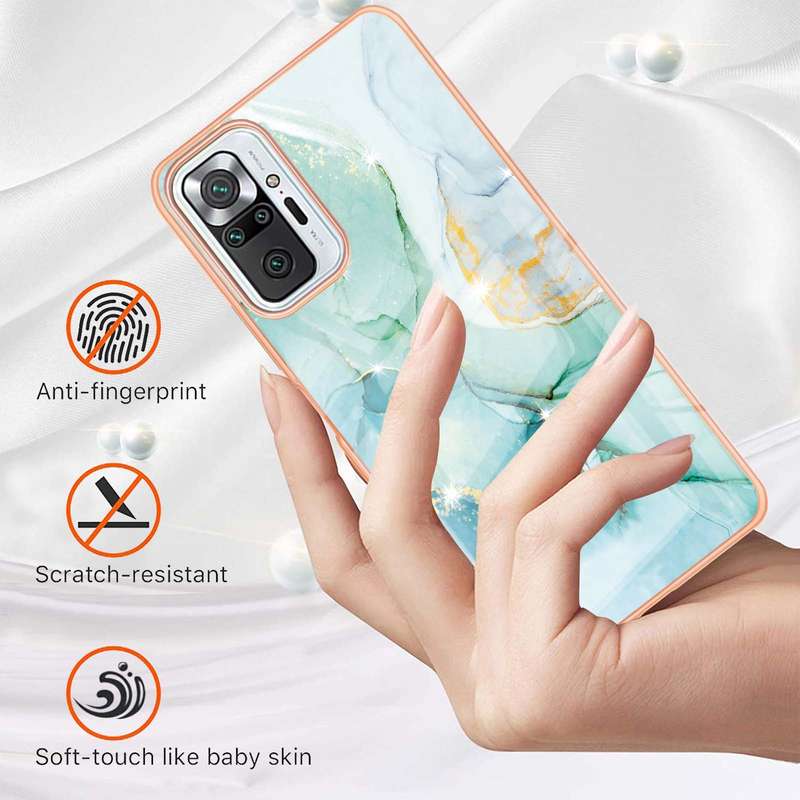 For Xiaomi Redmi Note 10 Pro / 10 Pro Max Electroplating Marble Pattern Dual-side IMD TPU Shockproof