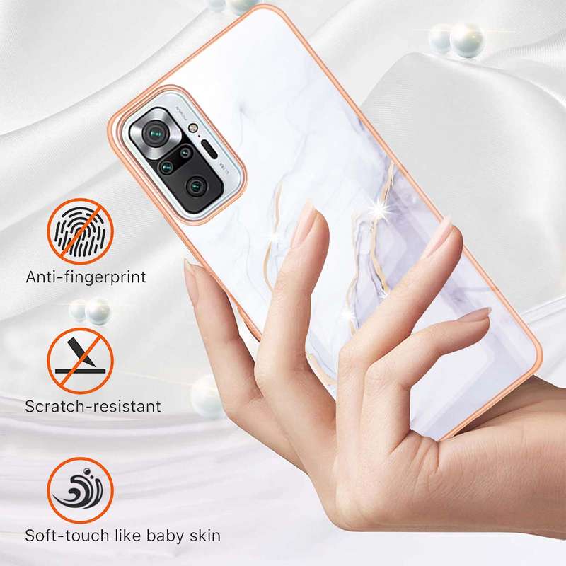 For Xiaomi Redmi Note 10 Pro / 10 Pro Max Electroplating Marble Pattern Dual-side IMD TPU Shockproof