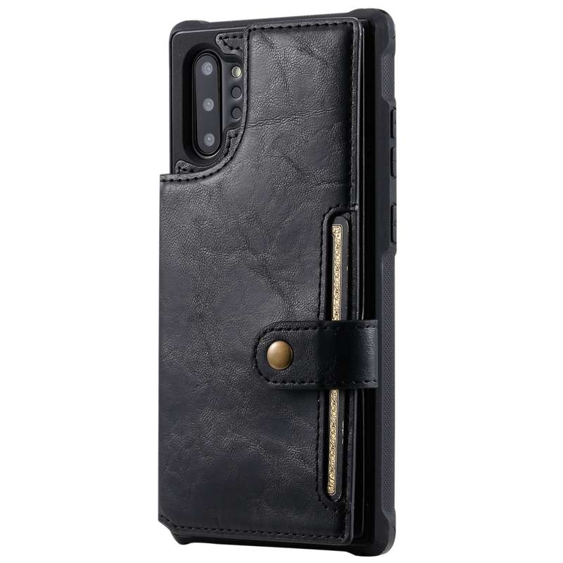 For Galaxy Note 10 Plus Buckle Zipper Shockproof Protective Case with Holder & Card Slots & Wallet &