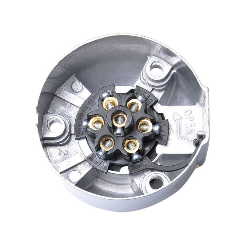 A0201 12V 7 Pin Round Plug Female Metal Trailer Adapter Connector Boat Carvan EU Plug