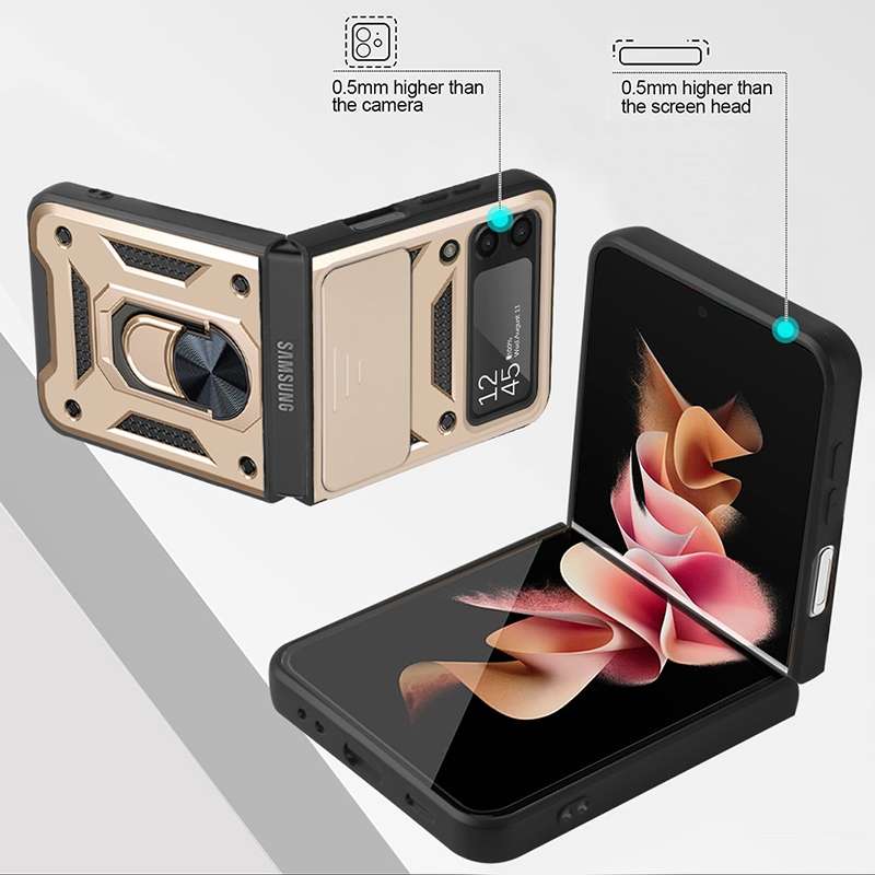 For Samsung Galaxy Z Flip3 5G Sliding Camera Cover Design TPU+PC Protective Case(Black)