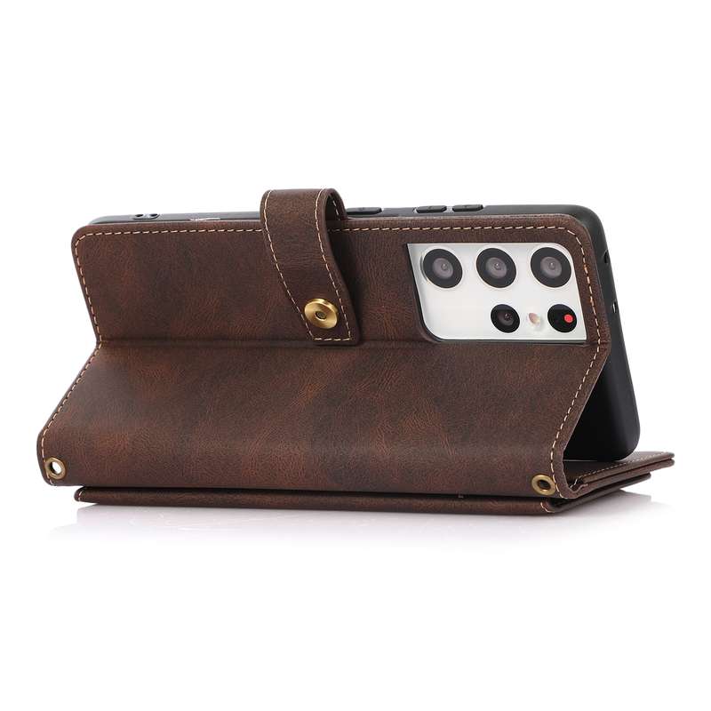 For Samsung Galaxy S21 Ultra 5G PU + TPU Horizontal Flip Leather Case with Holder & Card Slot & Wall
