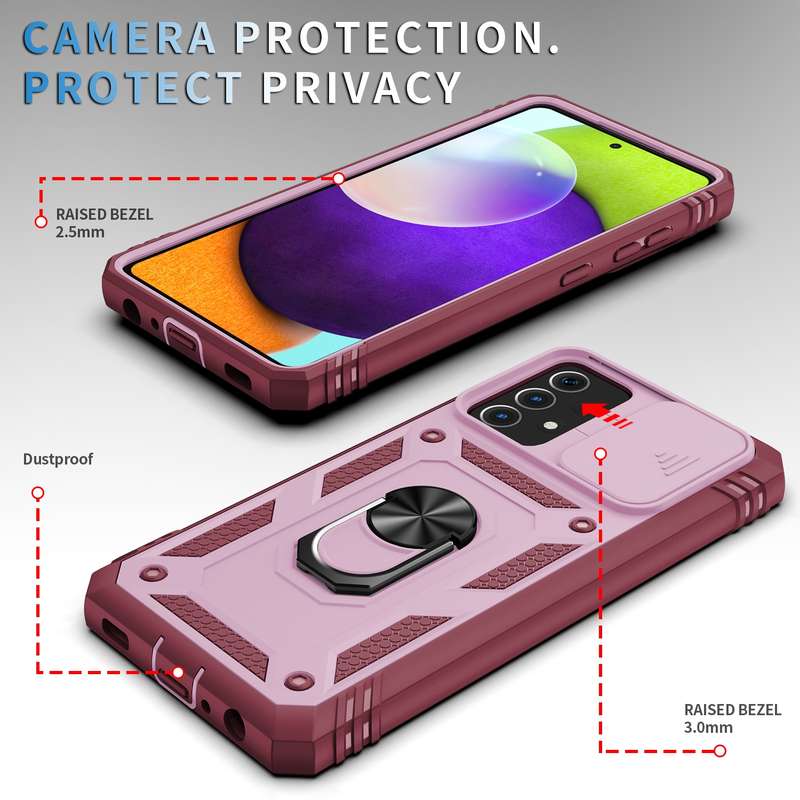 For Samsung Galaxy A52 Sliding Camera Cover Design TPU + PC Protective Case with 360 Degree Rotating