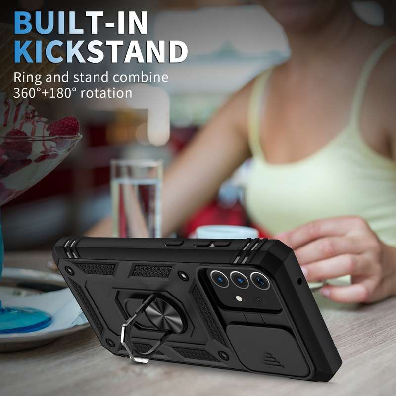 For Samsung Galaxy A52 Sliding Camera Cover Design TPU + PC Protective Case with 360 Degree Rotating