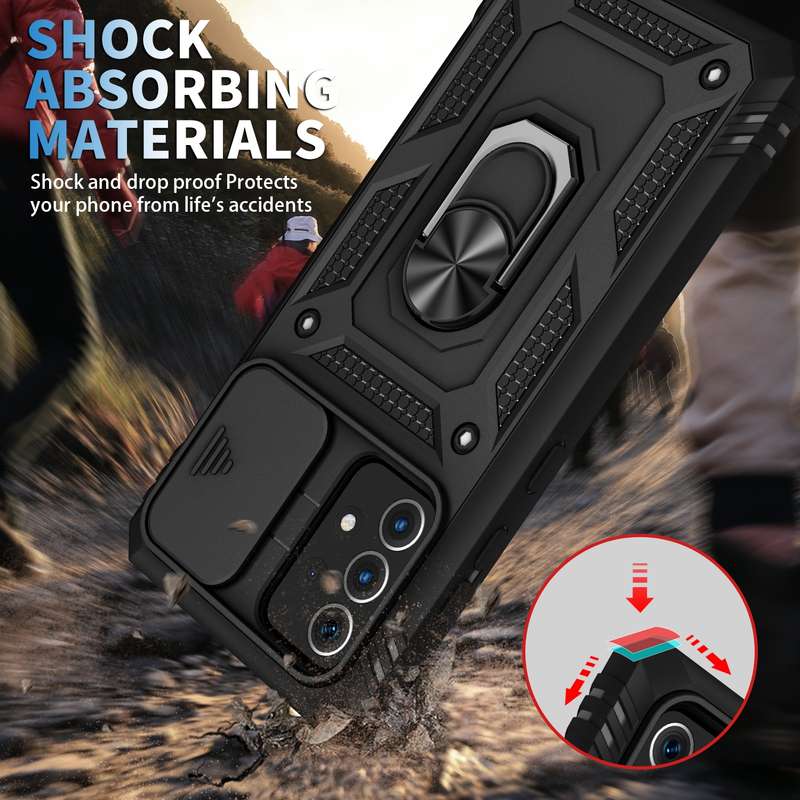 For Samsung Galaxy A52 Sliding Camera Cover Design TPU + PC Protective Case with 360 Degree Rotating